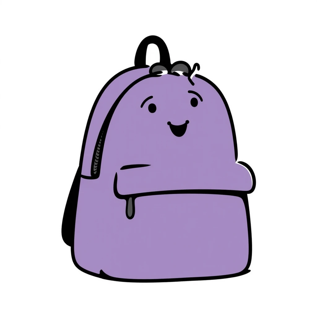 hand-drawn doodle of purple backpack from Dora the Explorer emoji