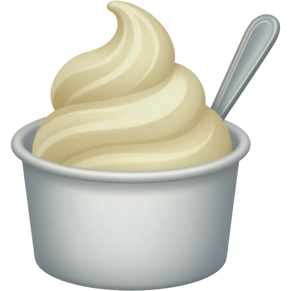 vanilla ice cream in a cup with a little spoon emoji