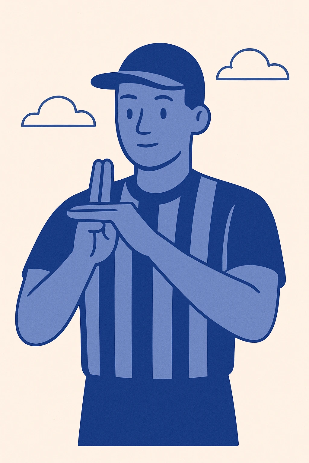 referee in basketball uniform, calm, showing technical foul hand gesture, minimal style emoji