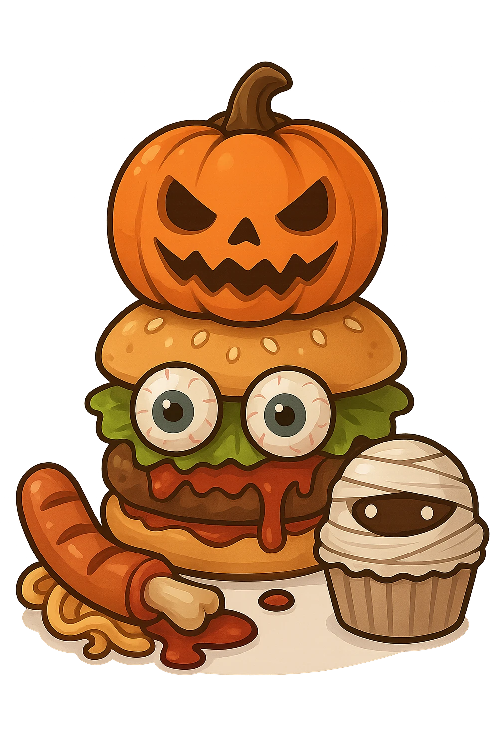 Halloween food, make it scary, remove background  emoji