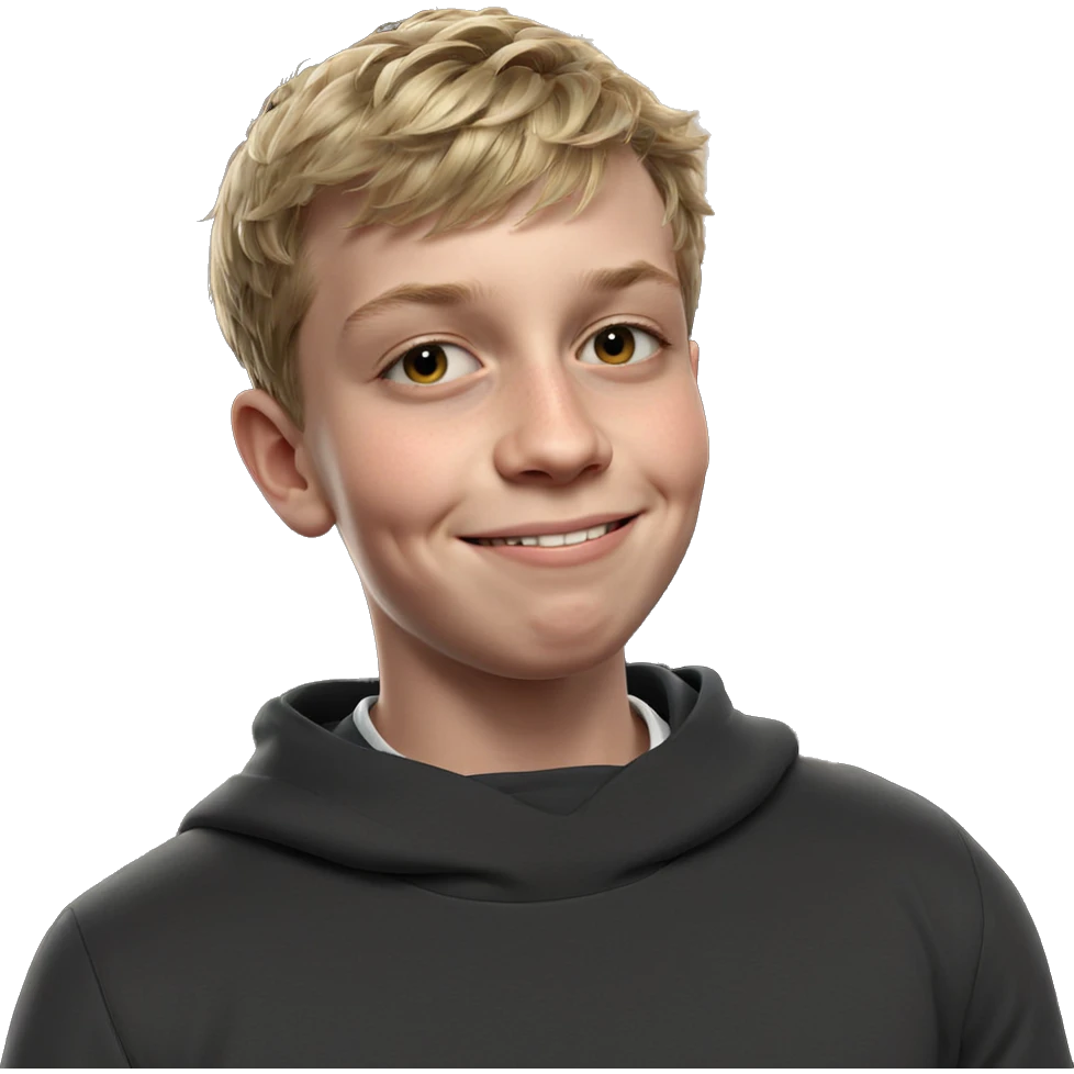 smiling boy with short blonde hair emoji