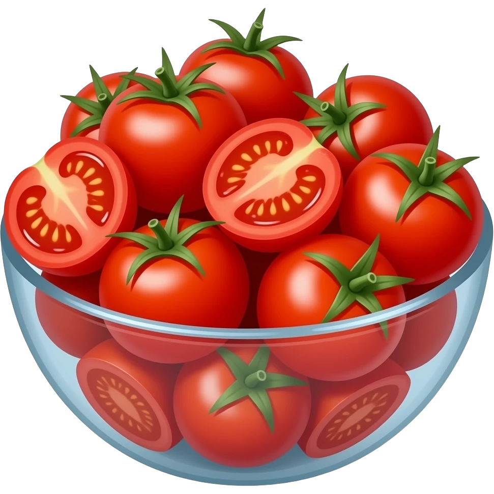 sliced cherry tomatoes in bowl emoji