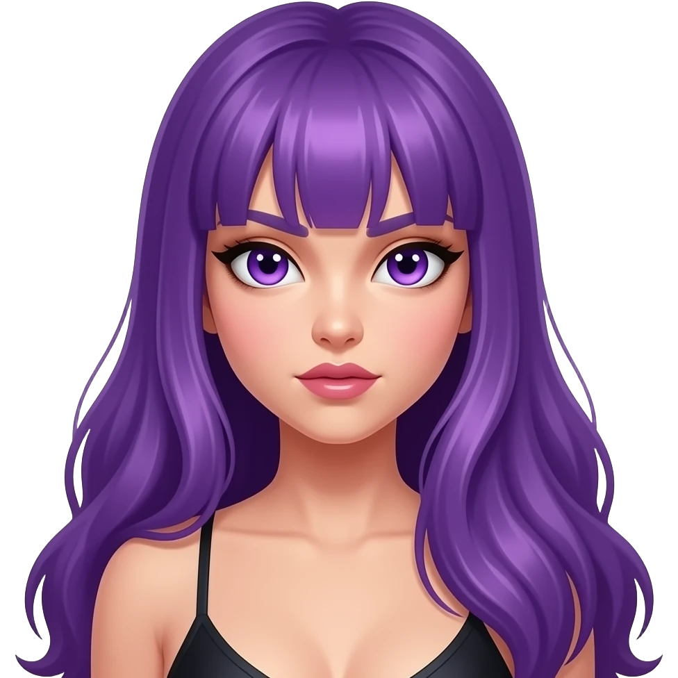 sexy girl with long purple hair and purple eyes is attacking emoji