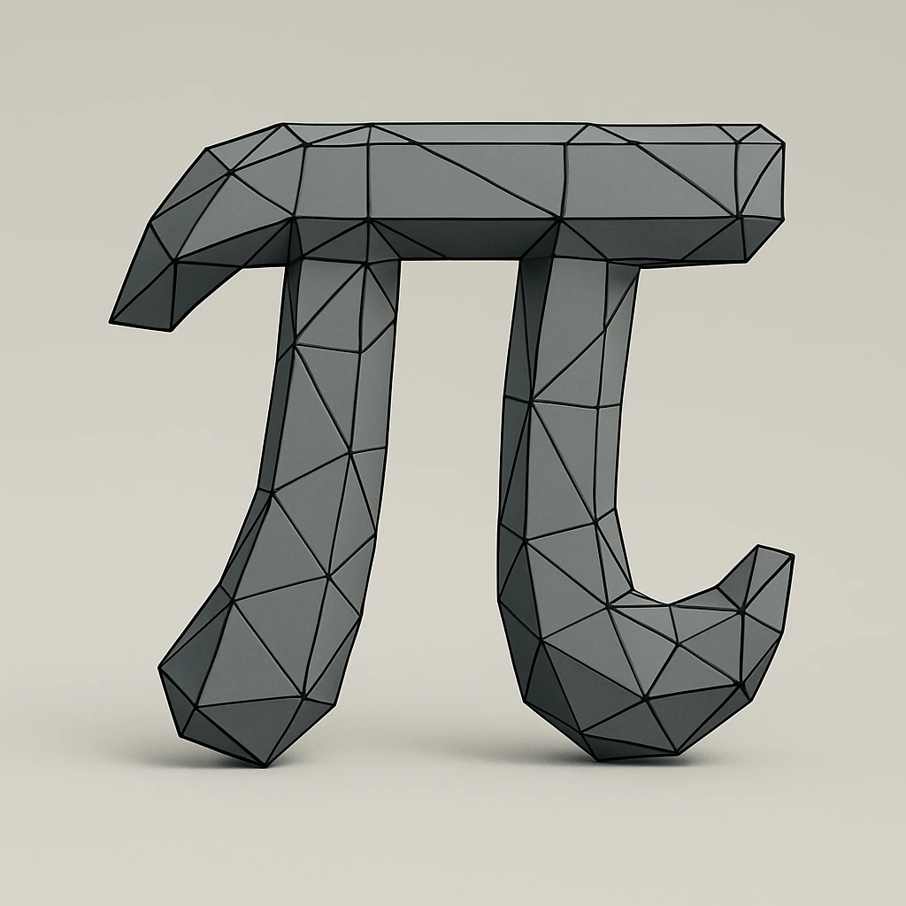 pi (π) symbol in low poly wireframe style, abstract and contemporary emoji