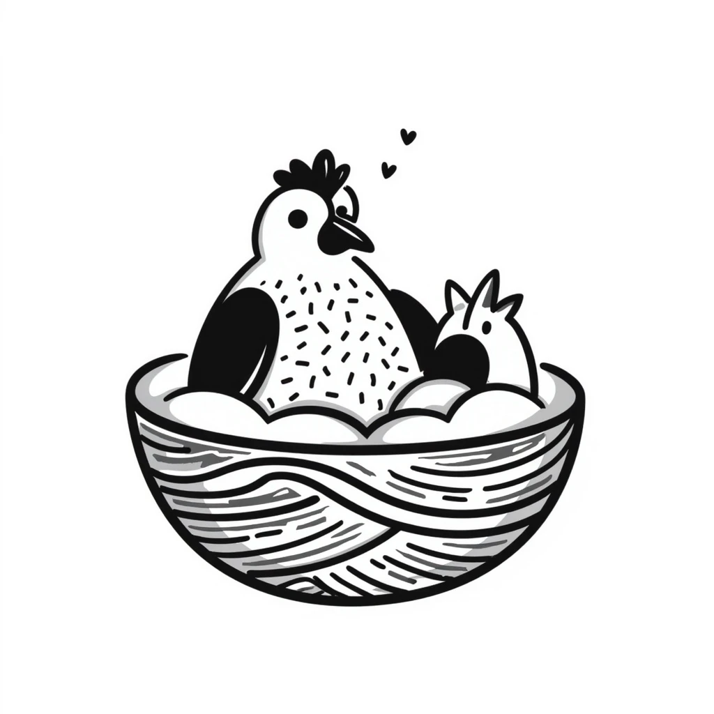 a weaver bird cuddling, hand drawn notion style doodle emoji