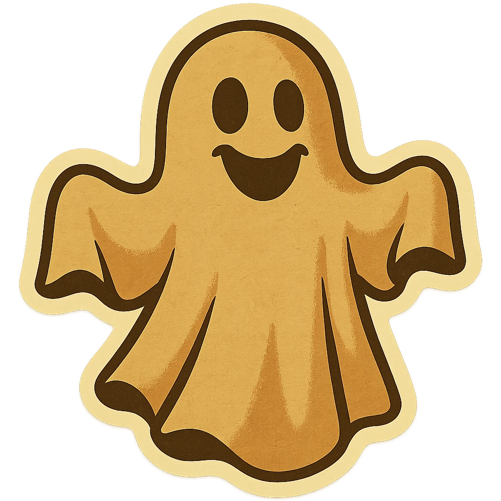 Create images of happy retro ghosts, pumpkins, spiders, witches for stickers. Use this image for inspiration. emoji