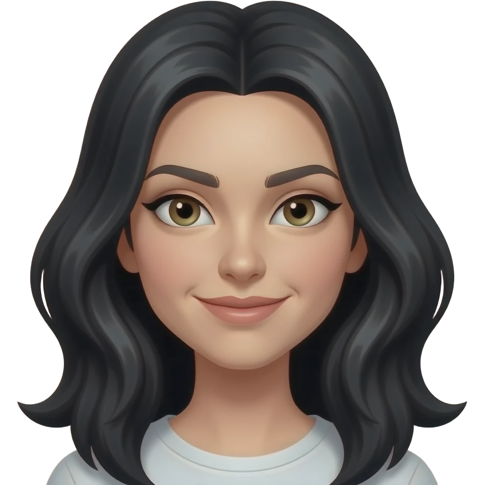 Modelo de cabelo preto da pele branca com cara de sapeca emoji