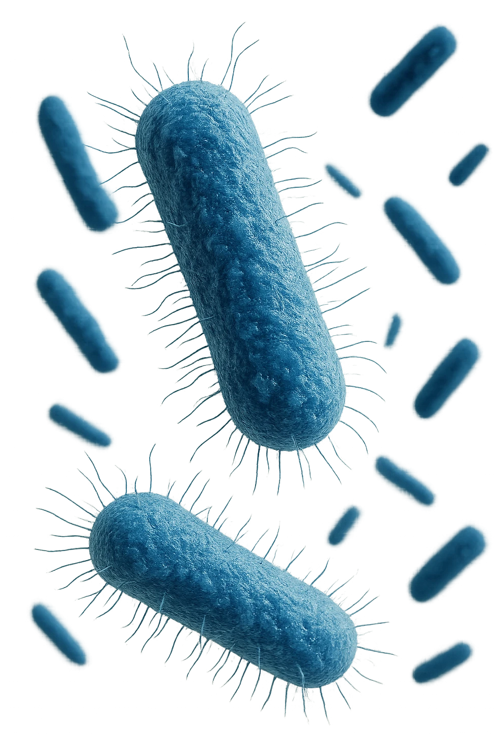 batteri intestinali blu fluttuano in aria, iperrealistici 4k emoji