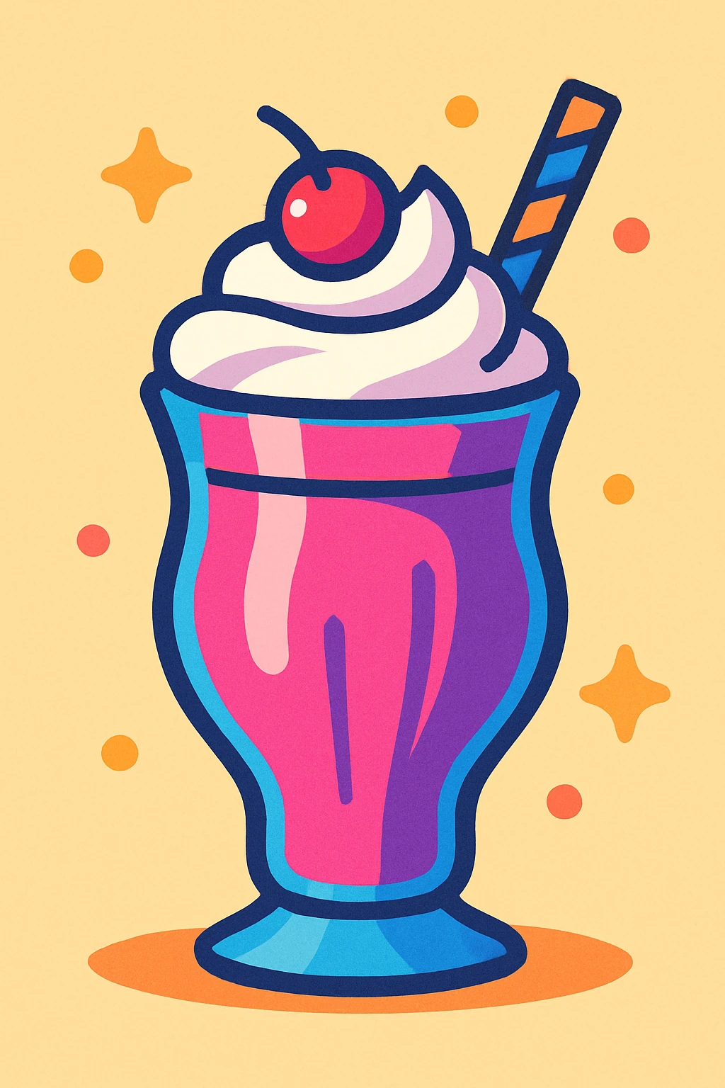 milkshake, vibrant and playful style, colorful, lively, fun emoji
