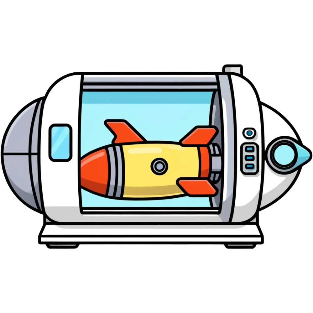 MRI machine that is decorated like a rocketship emoji