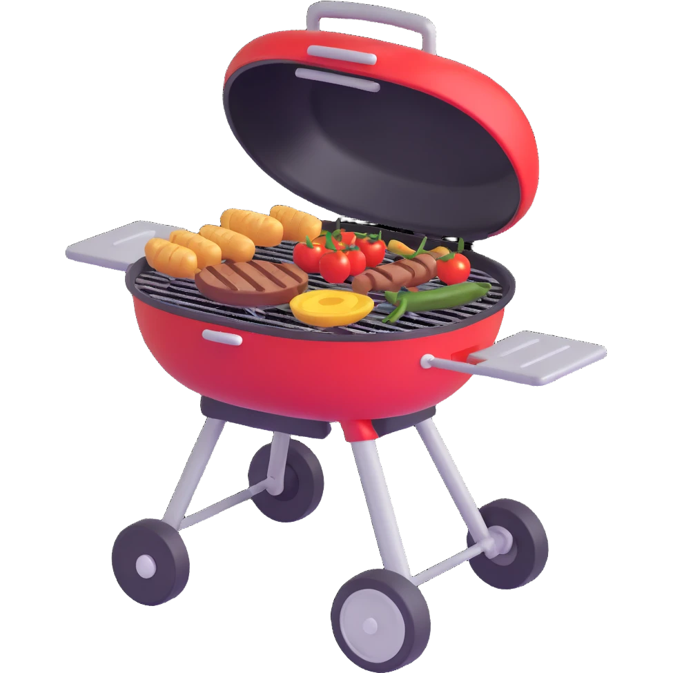 grill with food on the grill emoji