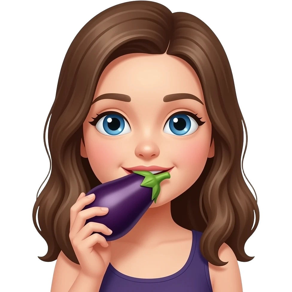 Girl Sucking eggplant emoji