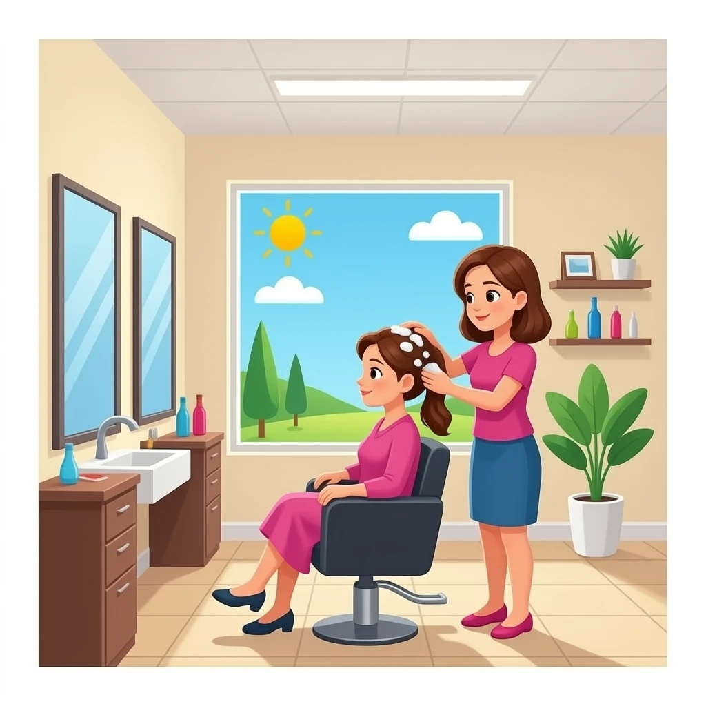 write in words:salon hair wash day emoji