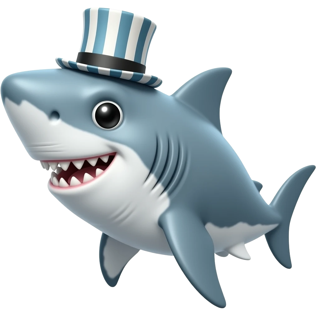 Shark with a top hat emoji