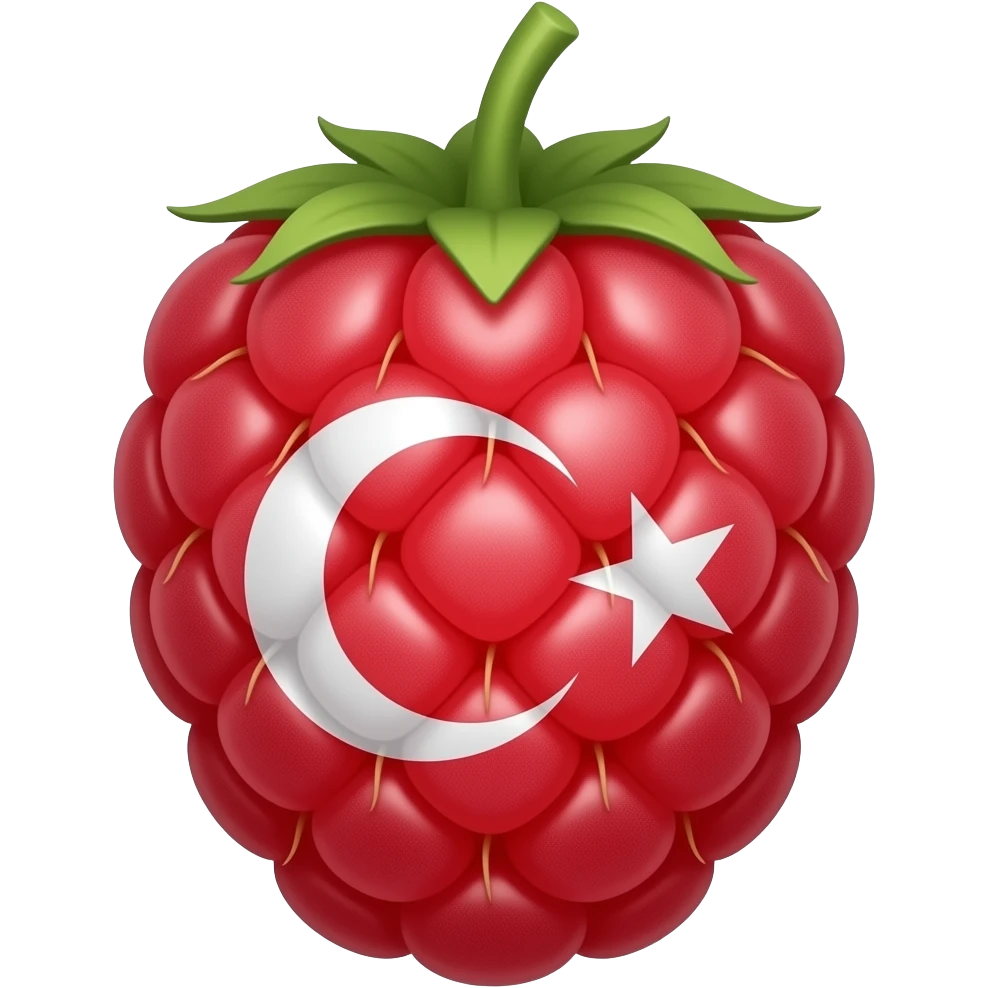 Make raspberries only  flag on berries bright rich red 2 bright with Turkish flag  red red juicy emoji