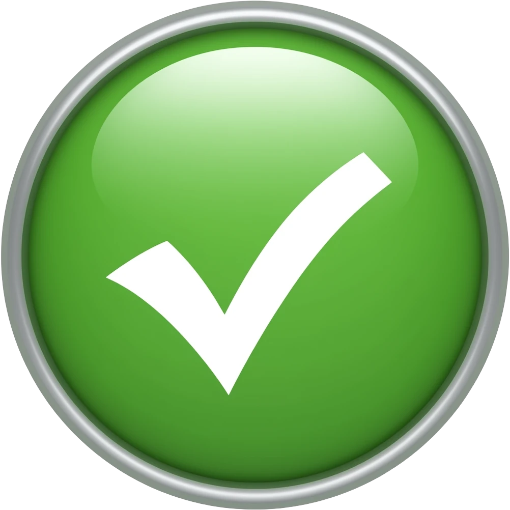 a certification emoji of a green circle with a white check mark in it emoji