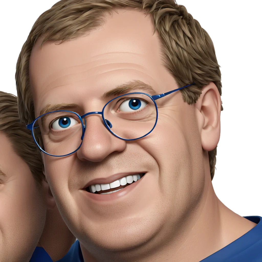 smiling male portrait in blue emoji