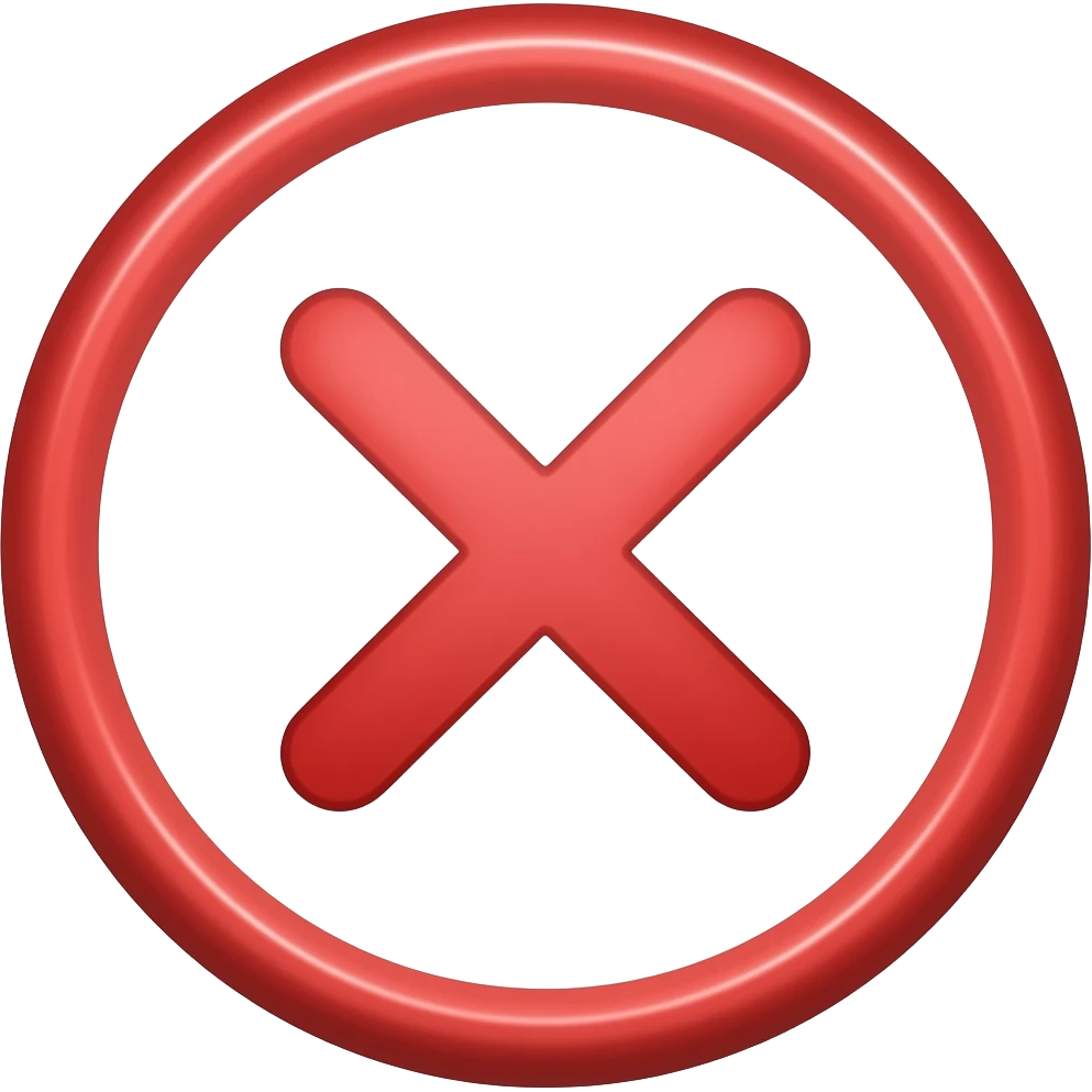"X" cancel icon in a red circle emoji
