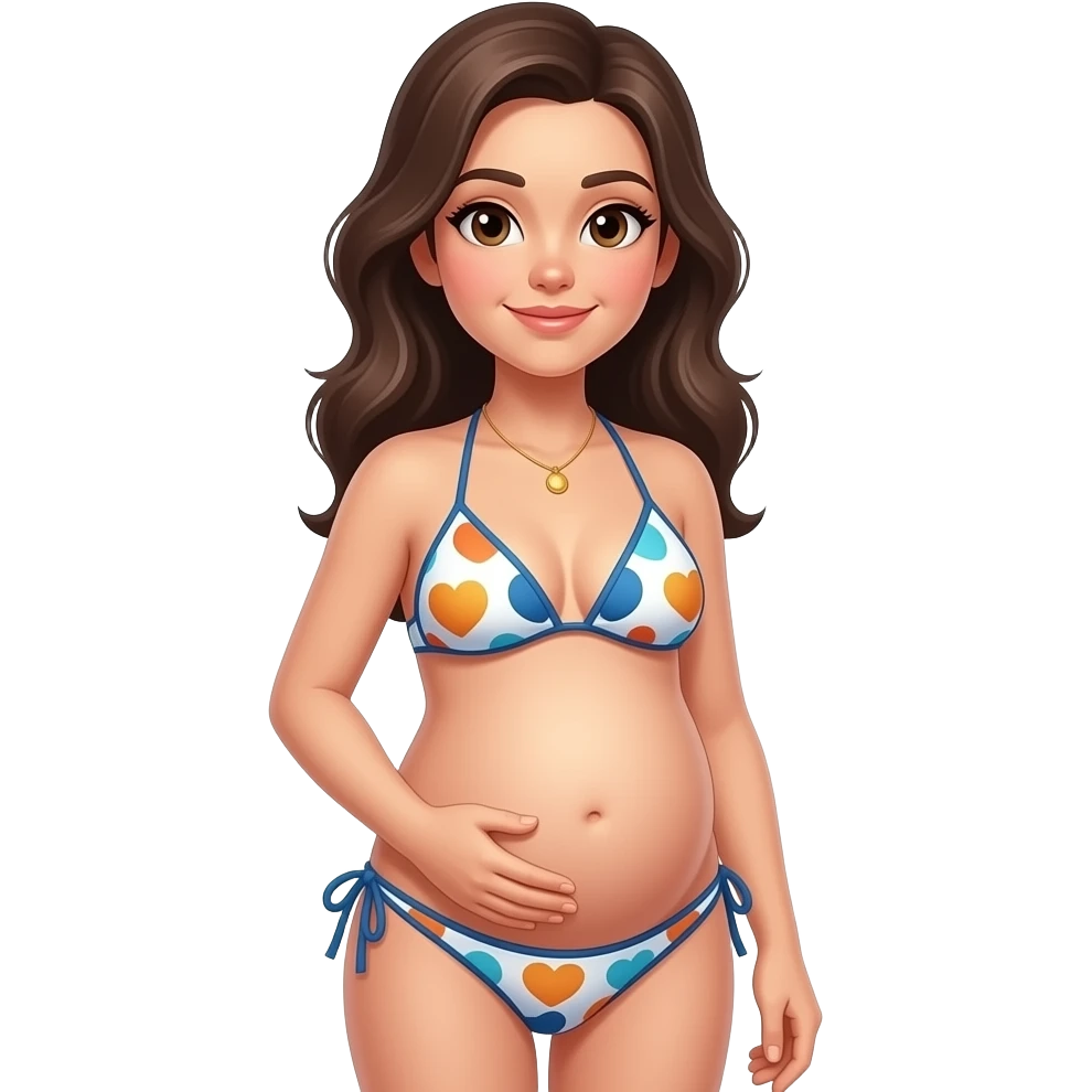 Faz uma mulher de biquiní gravida sem a mão na barriga emoji