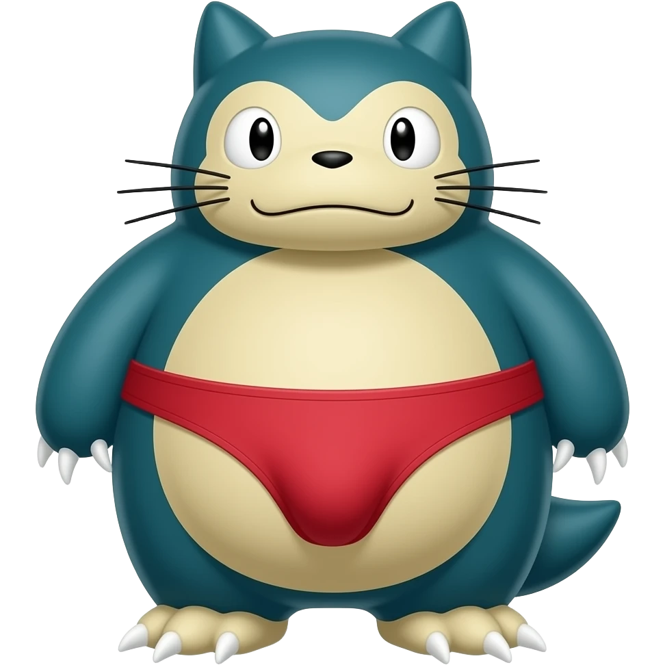 Snorlax wearing tight red briefs pulling down sexy emoji