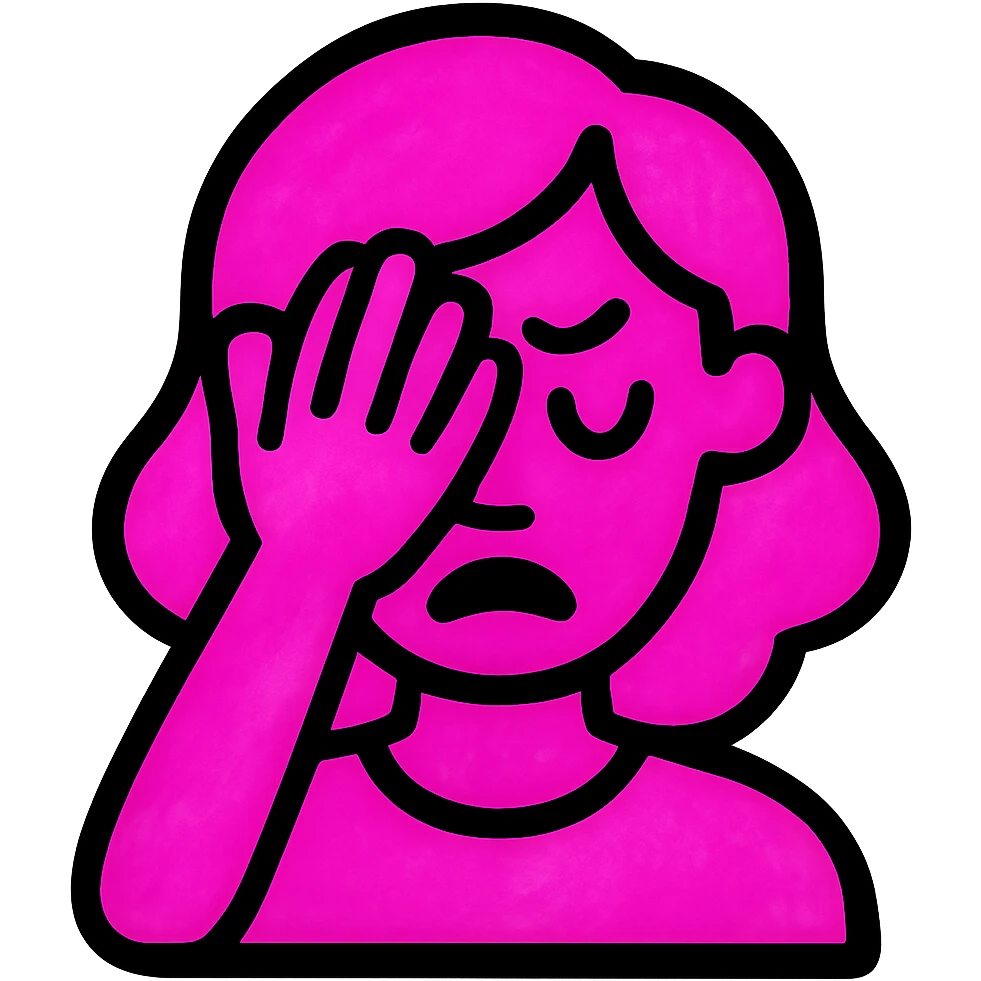 a woman facepalming, icon style, pink color emoji