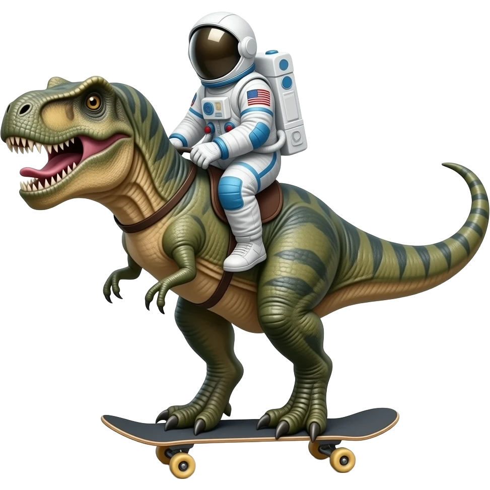 astronaut riding a t-rex riding a skateboard emoji