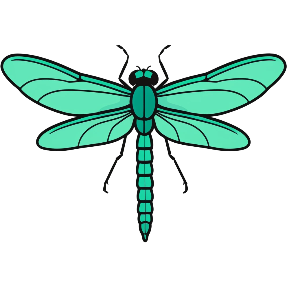 Black dragonfly, with large emerald green and teal color wings emoji