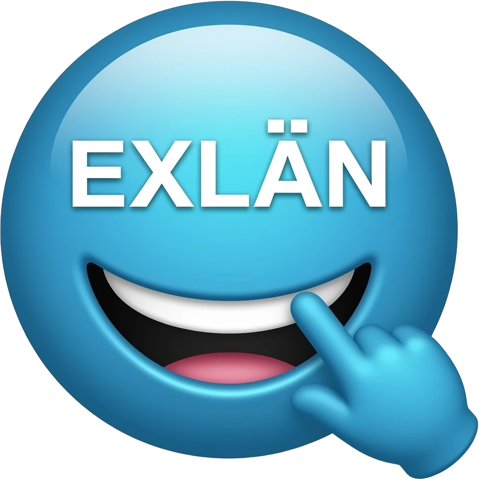 BLсиний смайлик  где он показывает рукой на надпись EXLÆN emoji