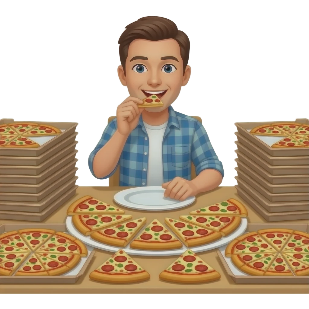 Someone eating 100 pizzas emoji