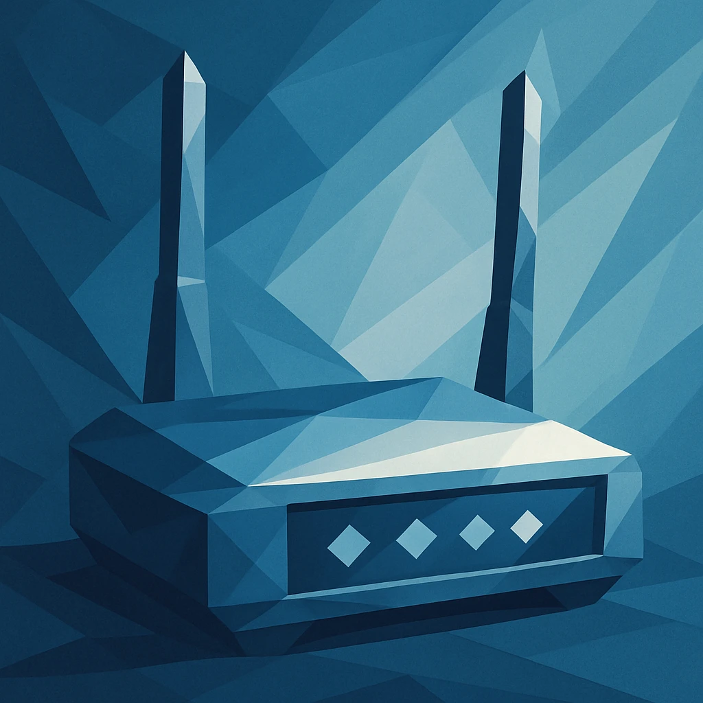 A router illustrated in a heroic style, representing the reliability and strength of internet connectivity. emoji