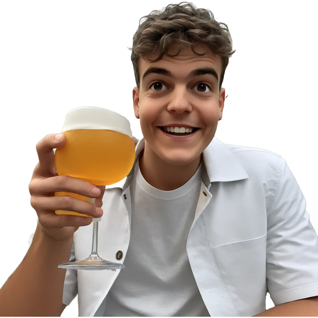 smiling boy holding drink outdoors emoji