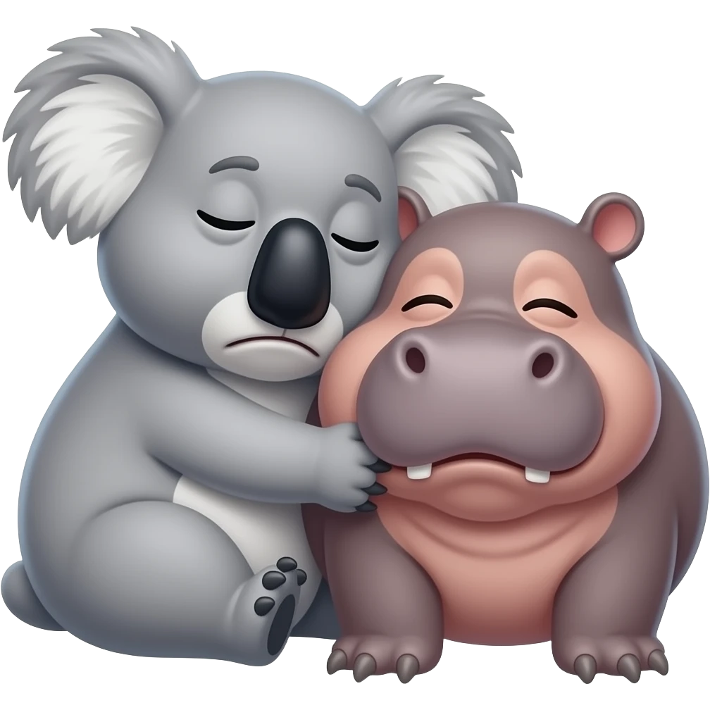 koala suffocating hippo cuddling so closely emoji