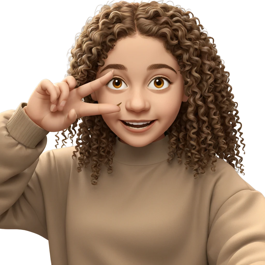 smiling girl with curly hair emoji