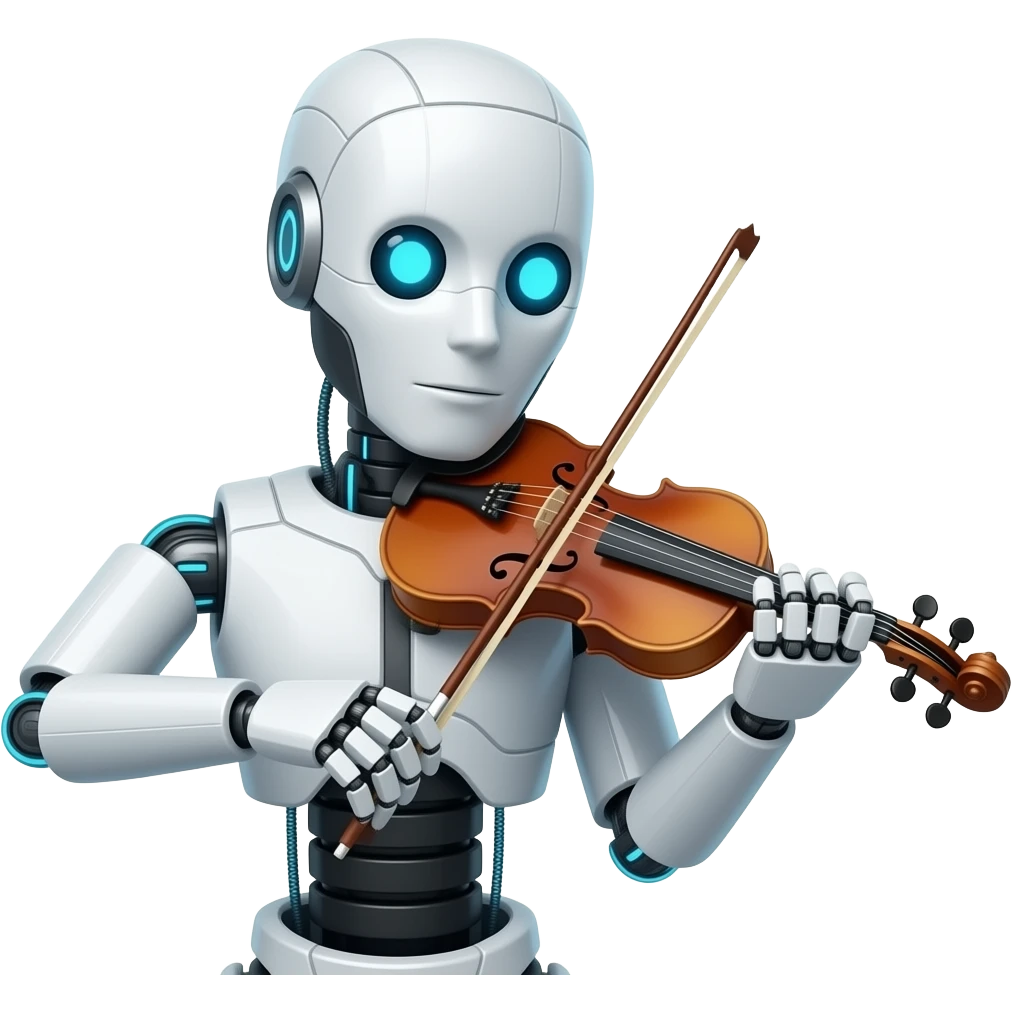 Robot playing violin emoji