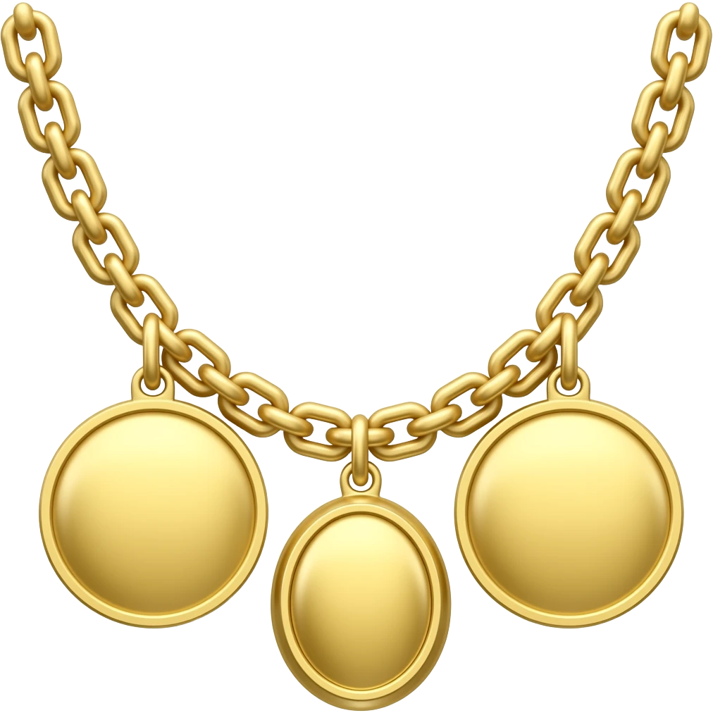 Yellow golden chain with 2 pendents with gold emoji
