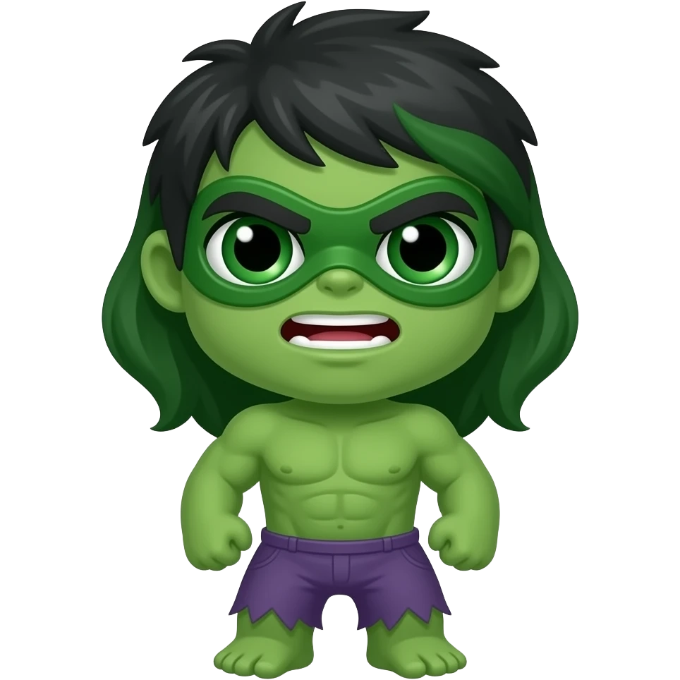 Mini cute Hulk with she hulk emoji