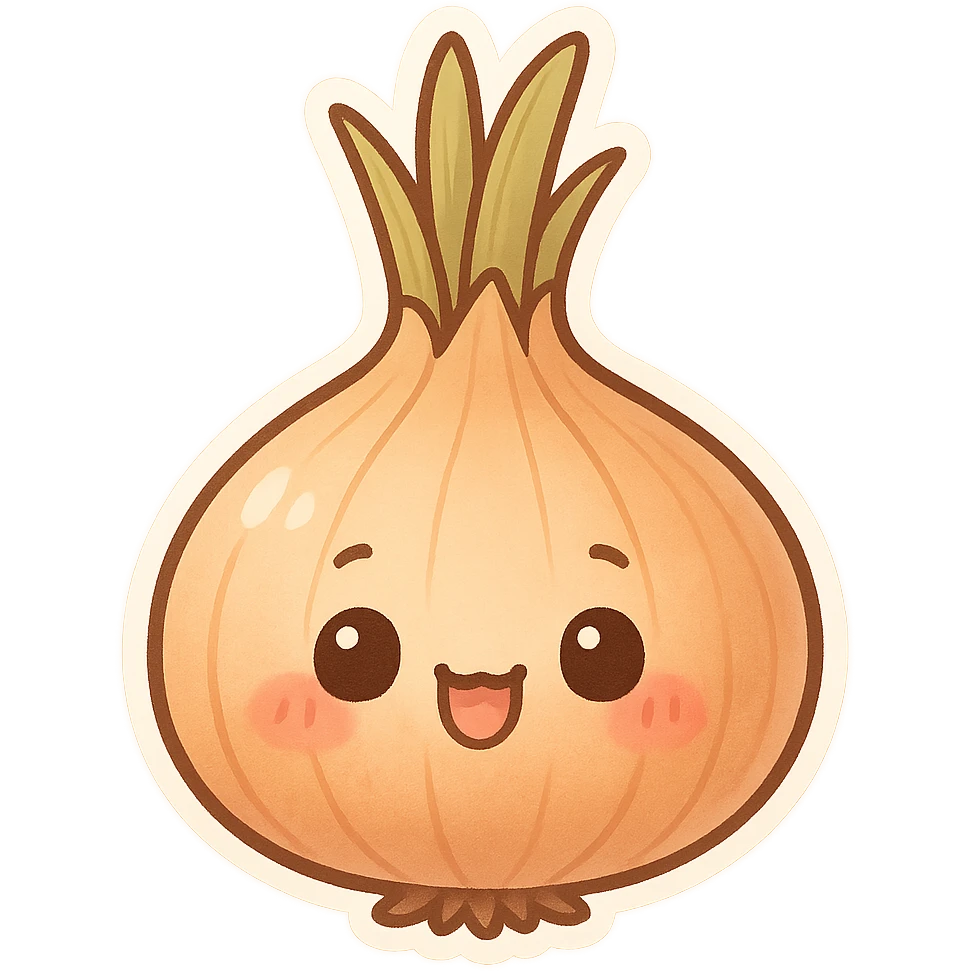 chibi sticker-style onion, cute and exaggerated emoji