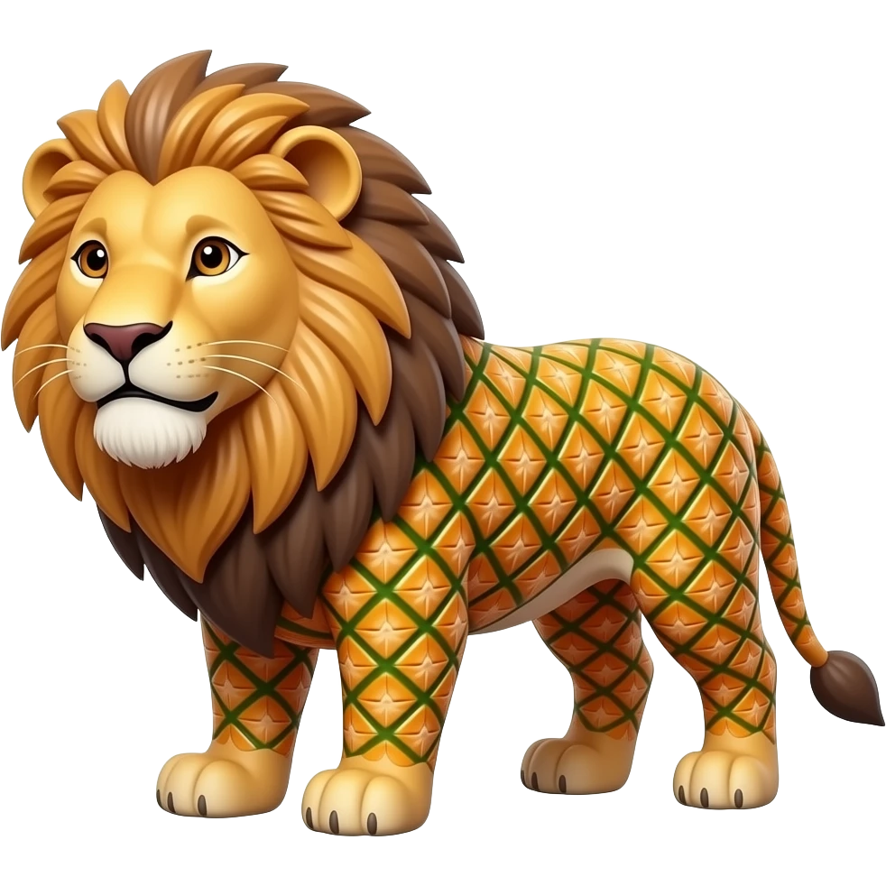 lion made of pineapple texture, colorful, 3D emoji