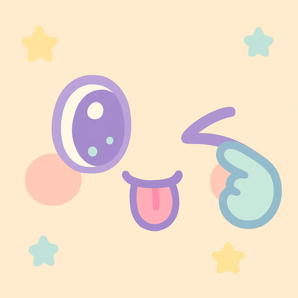 cute kawaii face pulling down one eyelid and sticking out its tongue, playful and mischievous emoji
