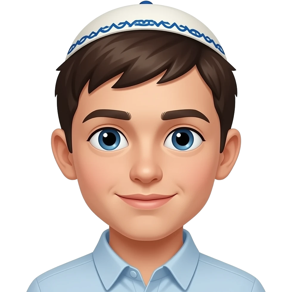 Niño adolecente judio solo el rostro y con kipa emoji
