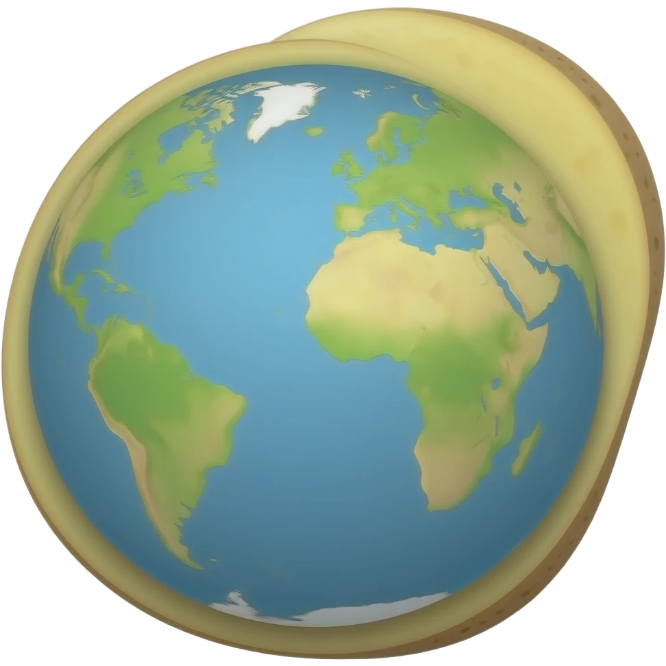 Flat Earth Map on the cut surface of a half potato emoji