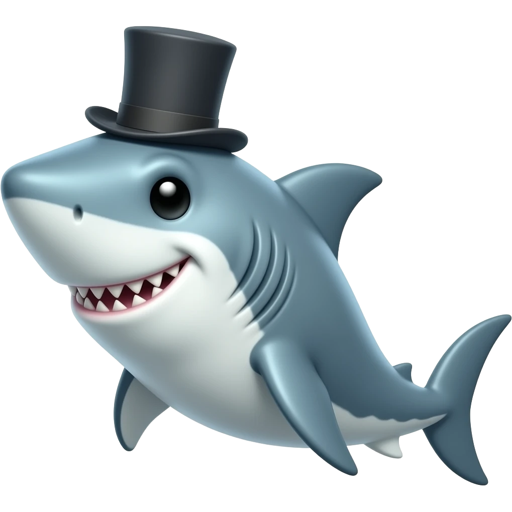 Shark with a top hat emoji