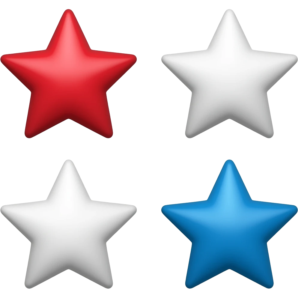 1 Red star, 1 white star and 1 blue star emoji