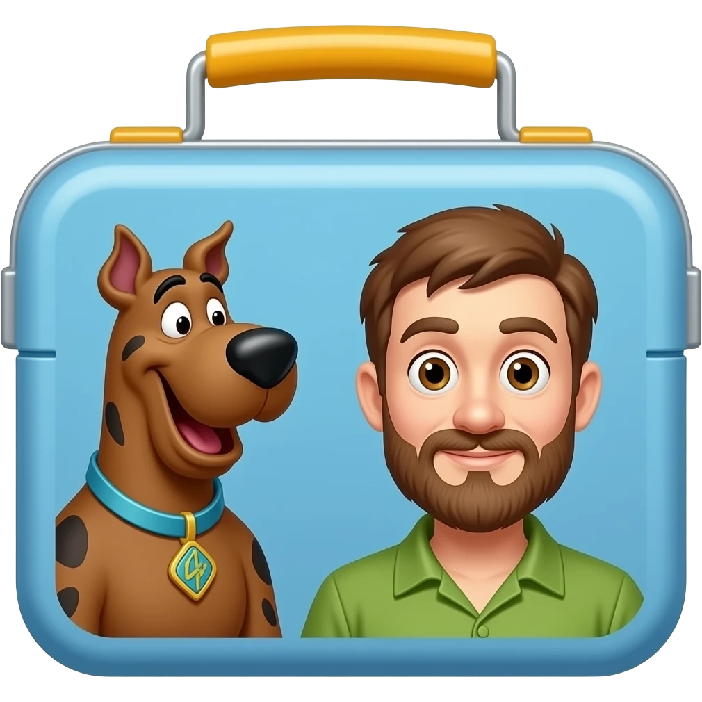 lonchera de scuby Scooby  y Shaggy delgado sin barba y de ojos marrones emoji