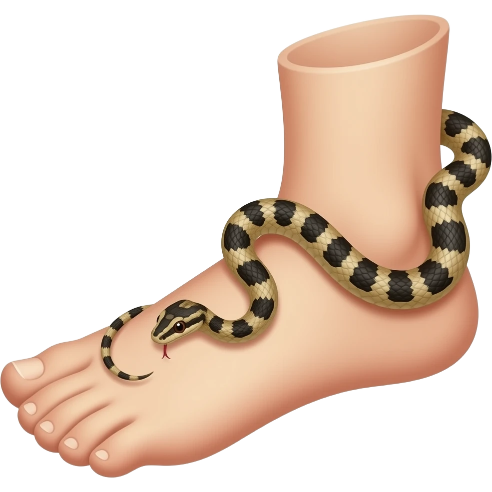 foot with a snake on it emoji