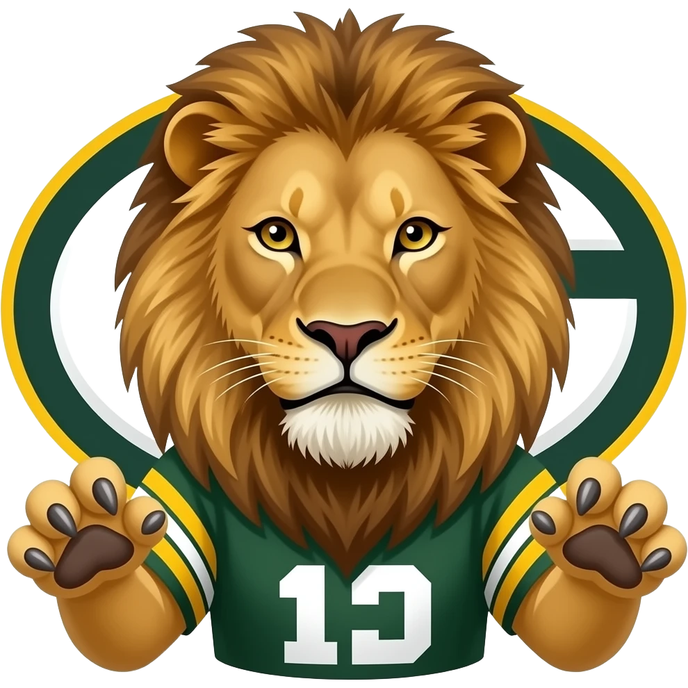 Lion clawing a Green Bay Packer emoji
