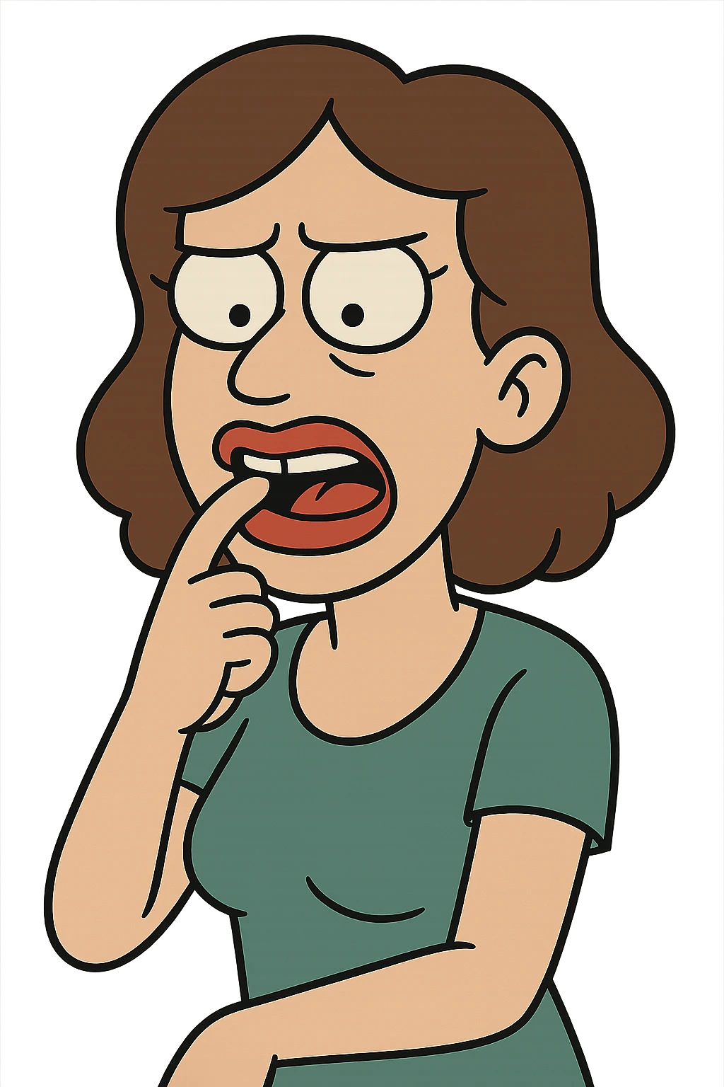 red lips biting a finger, cartoon style, transparent background emoji