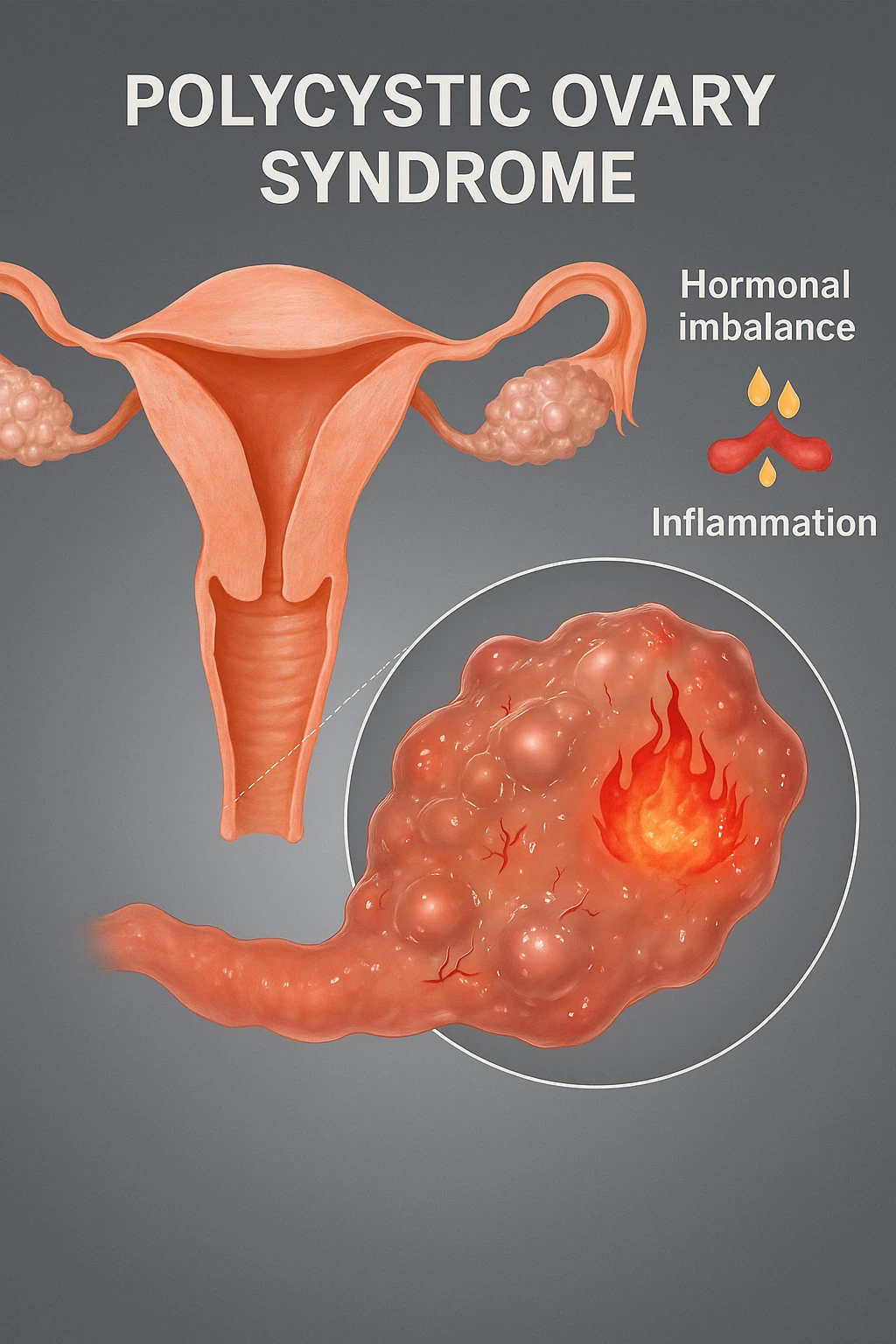 pcos con problema ormonale e infiammatorio SU DONNA in 3d emoji