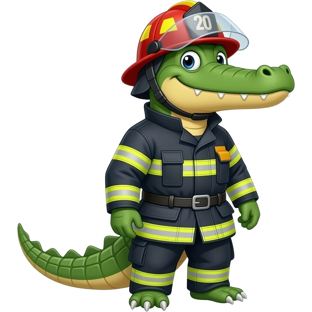 firefighter crocodile half pose emoji