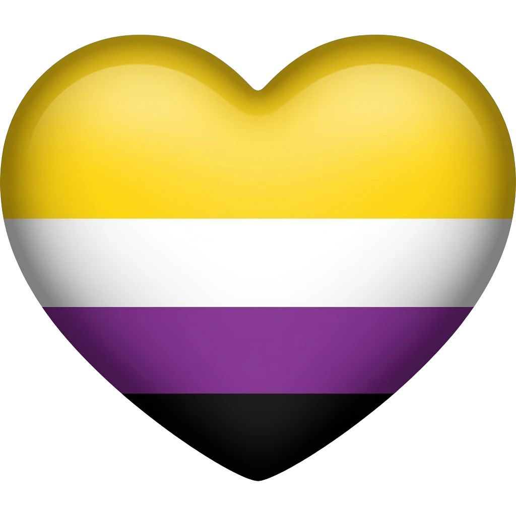 Nonbinary flag heart yellow, white, purple, black emoji